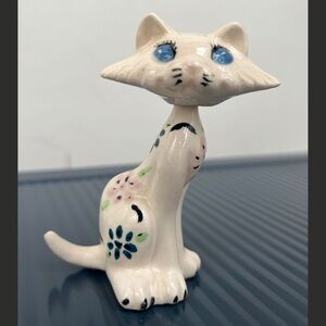 Vintage Retro 1950's Ceramic Nodder Bobblehead Siamese Cat Figurine